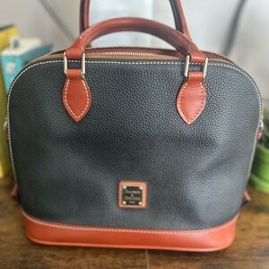 Dooney & Bourke Black and Tan Leather Satchel